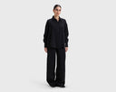 Black relaxed button-down shirt