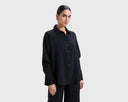 Black relaxed button-down shirt