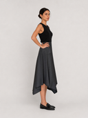 Grey Cascade Asymmetric High waisted skirt with side zip closure