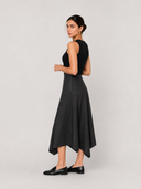 Grey Cascade Asymmetric High waisted skirt with side zip closure