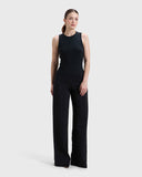 Nawá Black Soft Modal Blend Ribbed Knit Tank - front
