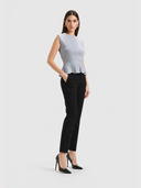 Nawá Grey Sleeveless Knit Peplum Hem Top with Delicate Pointelle Detailing - front