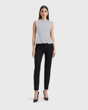 Nawá Grey Sleeveless Knit Peplum Hem Top with Delicate Pointelle Detailing - front2