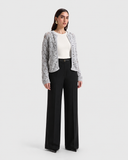 Nawá Handmade Cotton Crochet Cardigan with White tank top - front 