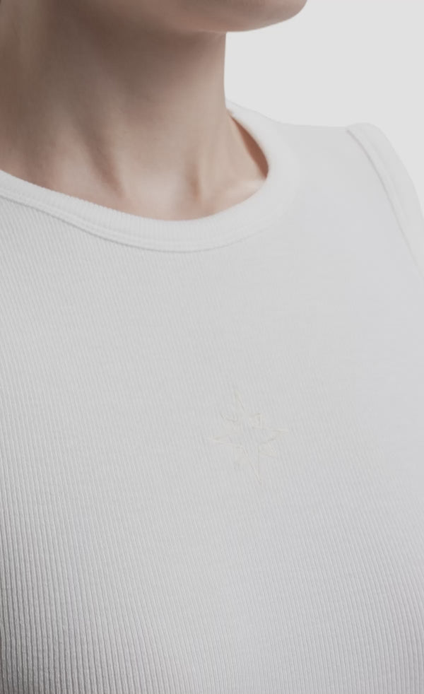 Nawá White Soft Modal Blend Ribbed Knit Tank - video